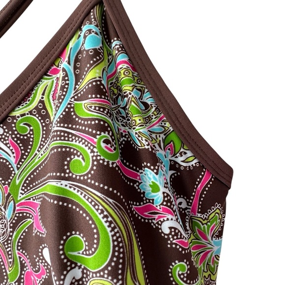 ATHLETA | SHOREBREAK SWIM DRESS LIKE NEW BROWN & PINK PAISLEY | LARGE - Picture 4 of 11
